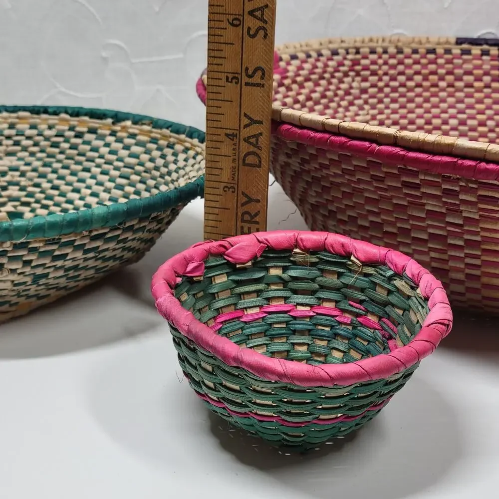Vintage Handmade Malian Woven Wall Baskets 5